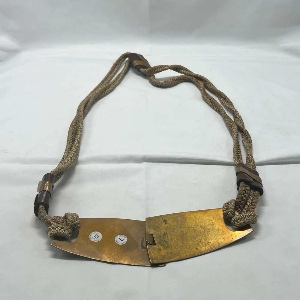 Vintage Large Brass Buckle Belt Women’s L Rope Braided Brown Boho